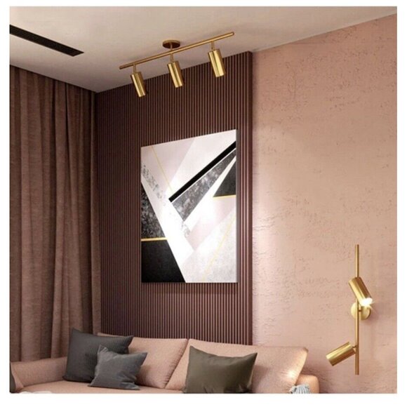 KCO Lighting Adjustable Track Lighting Fixture Brushed Brass 3-Light Gold - Picture 10 of 10